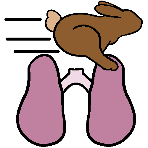 A minimalist pair of lungs with a running rabbit over them.
